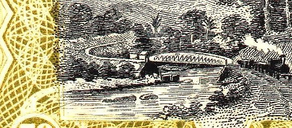 Belgian Congo Belge 50c Mols train on bridge